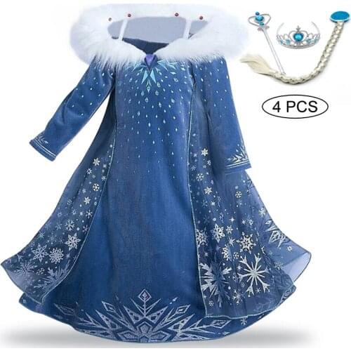 Winter Warm Fancy Girls Dress Girls Cosplay Costume Kids Birthday Party Dresses For Girls Princess Dress Children Clothing