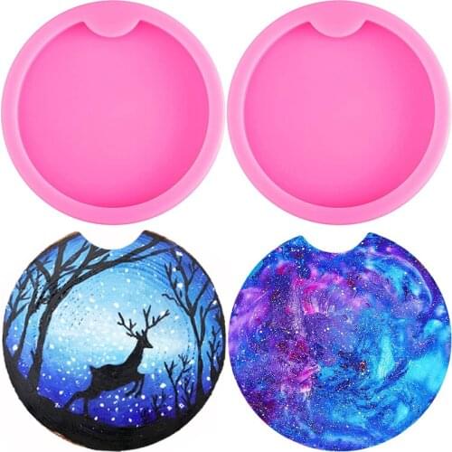 1pc Round Silicone Resin Mold Fashion Keychain Pendant Epoxy Resin Mould DIY Coaster Crafts Casting Molds Jewelry Making Tool