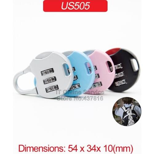 1PCS Mini 3 Digit Combination Password Padlock Luggage Zipper Bag Trolley Case School Bag US505
