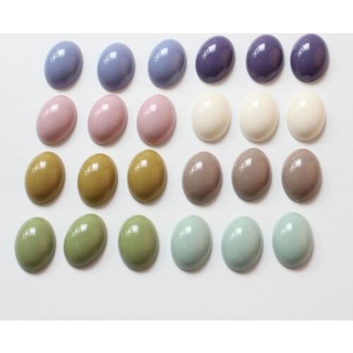 100pcs/lot color print geometry ovals shape flatback resin beads diy jewelry earring/garment accessory