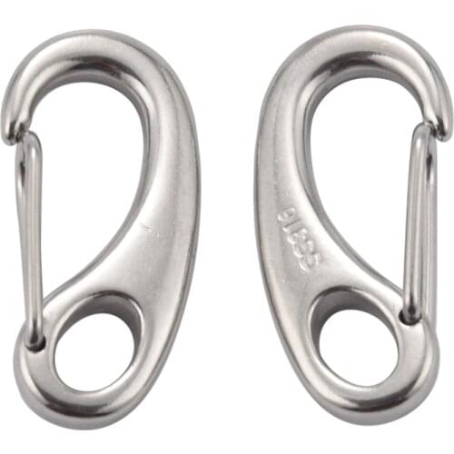 2PCS Boat Marine Stainless Steel Egg Shape Spring Snap Hook Clips Quick Carabiner Outdoor Buckle