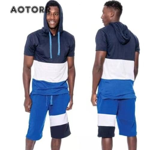 2021 Mens Sportsuit Hooded Sweatshirts Casual Sportswear Tracksuit Summer Multicolor Hoodies Set Male Cotton Running Streetwear