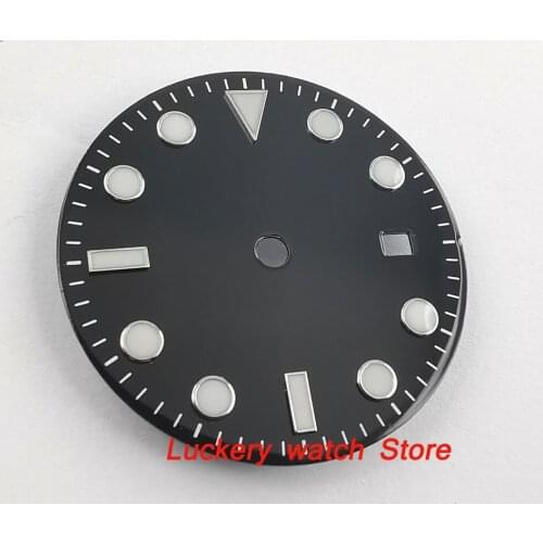28.5mm black no logo dial luminous marks fit MIYOTA 8215 821A Mingzhu 2813 Automatic Movement-BP39