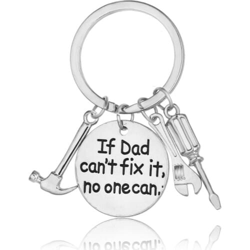 36PC Fathers Day Gifts Keyrings If Dad Can't Fix It No One Can Gadget Charm Pendant Metal Keychains Key Holder Car Key Chains