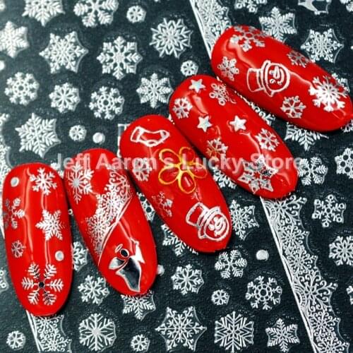 5 sheets lot self-adhesive Christmas nail sticker decals for nail art decorations xmas manicure fake nails accessories tool F28X