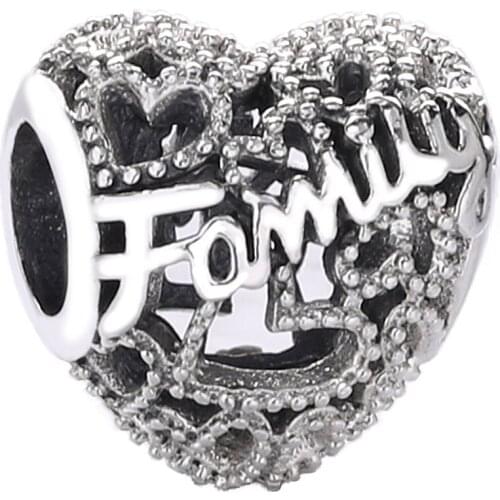 Ajax Real 925 Sterling Silver Letter Hollow Heart Beads Charms For Womens Bracelets & Bangle Jewelry Gift Wholesale Brazalete M