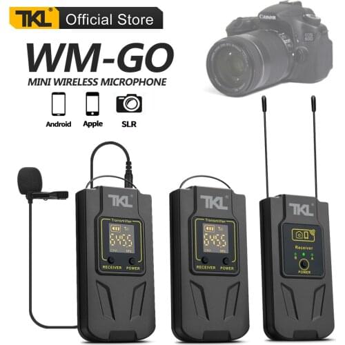 WM-GO Wireless Lavalier Microphone With Monitor Function Wireless Lapel Microphone For phone SLR Camera Video Live Recording