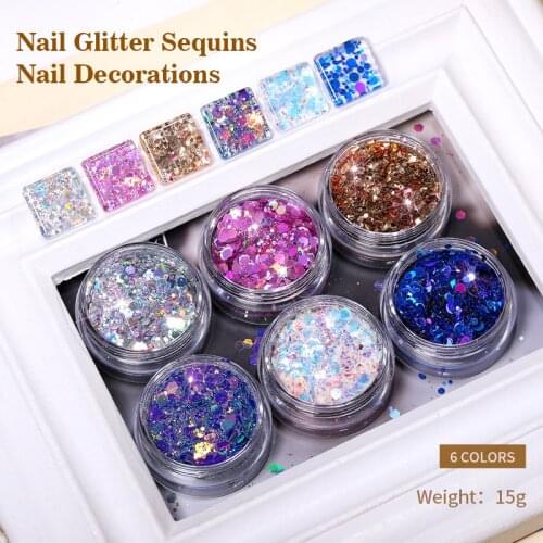 Sparkly Holographics Nail Sequins Shinning Laser Nail Glitter Flakes Gold Silver Blue Paliette Spangles for Nails DIY Decoration