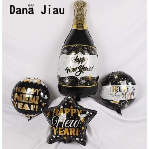 Danajiau 2020 HAPPY NEW YEAR countdown party decoration helium balloon black Champagne bottle balloons 2020 year Celebration toy