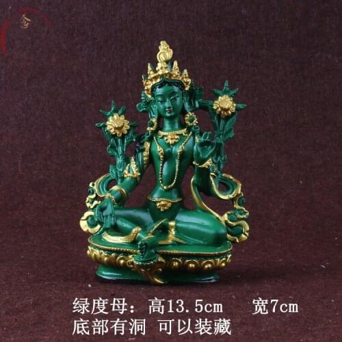 GRECO-BUDDHIST HOME OFFICE TALISMAN FAMILY PROTECTION # NEPAL, TIBET, INDIA GREEN TARA BUDDHA STATUE 13CM TALL