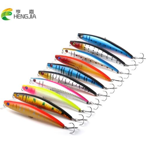 HENGJIA 10Pcs 3D Eye Fishing Bait Minnow Lure Isca Artificial China Hard Warped Fishing Bass Fish Tackle With Hooks 11g/11.5cm