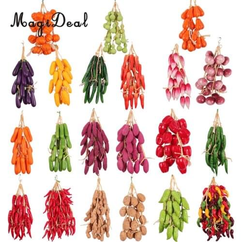 MagiDeal 5Pcs/Lot Artificial Fruits Vegetables Strings Agritainment Farm Hanging Decor Lifelike Home Wedding Party Garden Decor