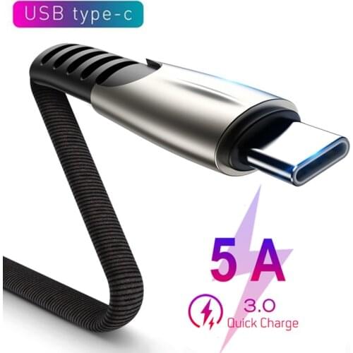 USB Type C Cable 5A Fast Charging Typec Usbc Cable for Samsung Galaxy S10 Plus Note 10 A50 A70 Phone usb flash Charger Long Cord