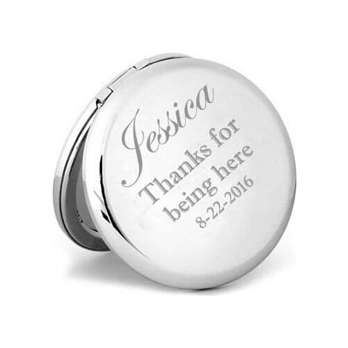 Compact Mirror Silver Blank Pocket Magnifying Cosmetic Makeup Mirror Wedding Favors Gift 100/LOT