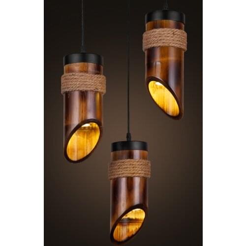 American style retro rustic creative bar restaurant aisle Restaurant hallway hemp rope bamboo Chandelier