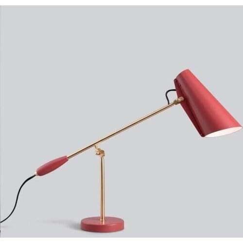 Nordic creative red study work table lamp art bedside bedroom designer Model Room table lamp