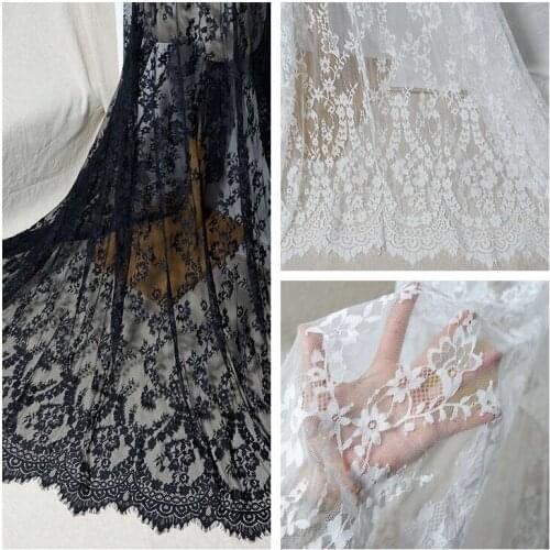 3 yards off white Chantilly Fabric French Eyelash Lace Fabric Diy Exquisite Lace Embroidery Clothes Wedding Dress Accessories