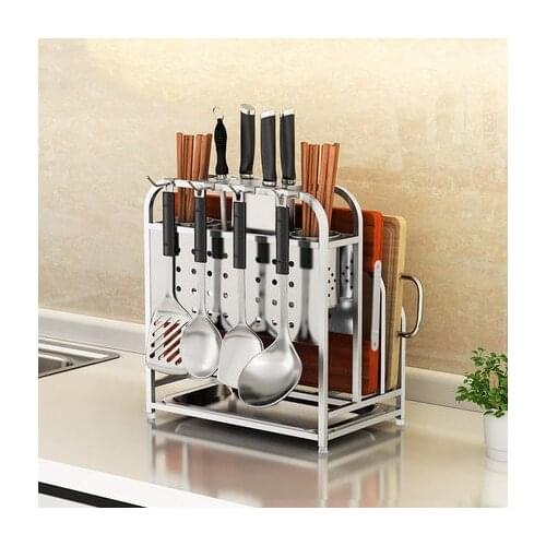 Stainless Steel Kitchen Shelf Cutting Board Kitchen Knife Kitchen Utensils Storage Rack Multi-function Shelf