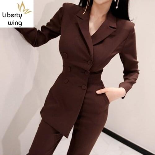 New Womens Business Double Breasted Blazer Top Bodysuit Office Ladies Formal Work Pant Suits Slim Fit One Piece Suit