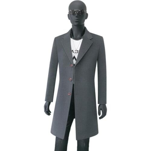 Single-breasted casual woolen coat men trench coats long sleeves overcoat mens cashmere coat casaco masculino england 872