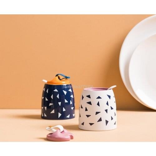 Self-designed Ceramic Seasoning Jar Original Flower Cup Design Salt Jar Seasoning Bottle Seasoning Box Seasoning Bottle