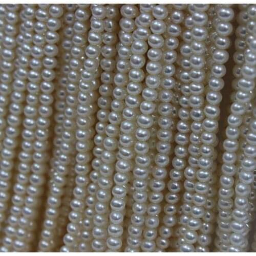 Unique Pearls jewellery Store 4mm White Freshwater Pearl Loose Beads DIY Jewelry One Full String Materisl Supply LS4-06