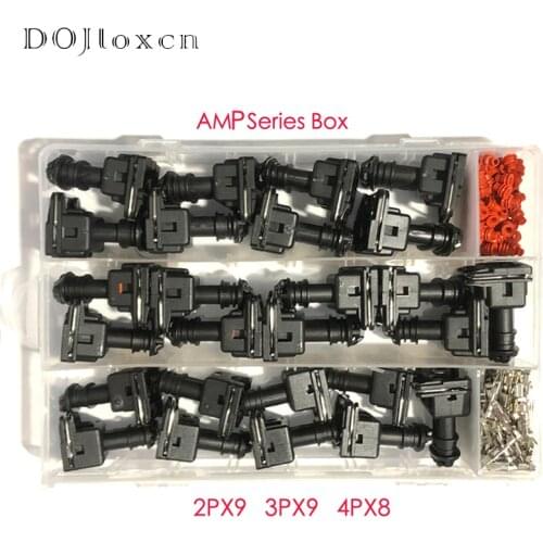 1 Box 77 Pcs 2 3 4 Pin AMP Waterproof Fuel Lnjector Wiring Plug Black Female Connector EV1 Junior Power Timer JPT
