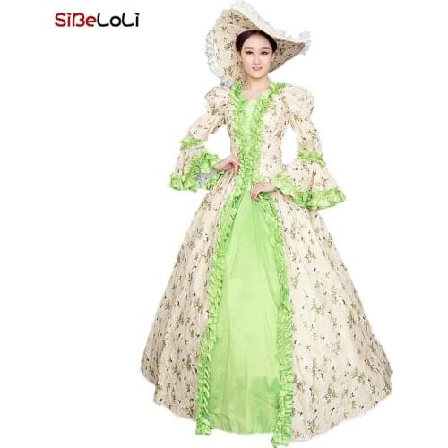 Upscale Victorian Masquerade Green Brocade Dress Reenactment Theater Medieval Ball Gown Costume Christmas Carnivale Gown