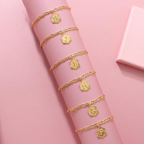 A-Z Initials 26 Letters Anklets For Women Girls Gold Color Boho Ankles Bracelets Leg Chain Footwear Fashion Jewelry 2020 New