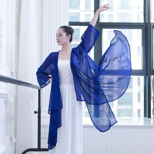 Adult Chiffon Belly Dance Transparent Sheer Summer Cardigan Top Shirt Long Costume for Women Dance Clothes Dancer Wear Clothing