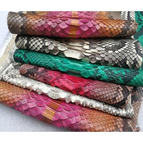 1pcs Colorful genuins Sn ake Leather for bag Belt Purse handwork diy