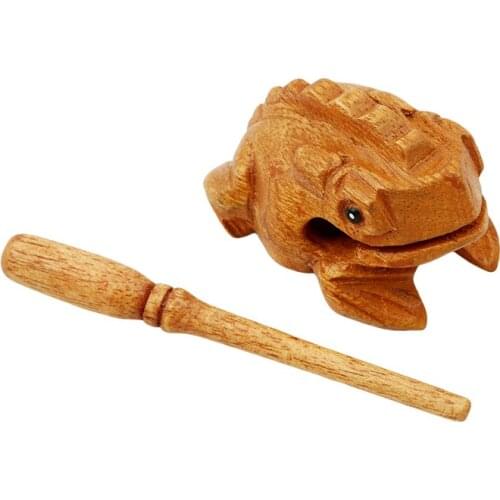 1pcs Traditional Wooden Musical Instrument Percussion Rasp With Stick Lucky Money Frog Style Kids Musical Toy Decompress Toys