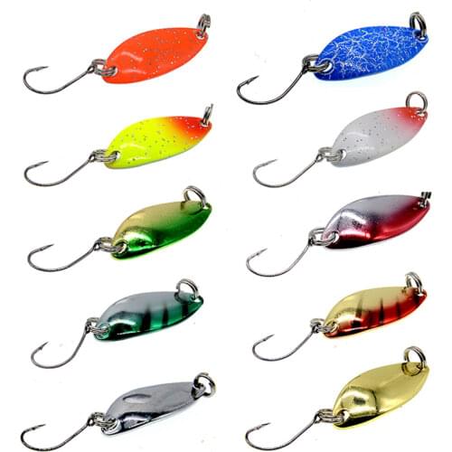 10pcs/Lot 2.5g Metal Spoon Lures Spinners Lure Sequin Artificial Fishing Hard Bait Fishing Hooks Tackle Accessories