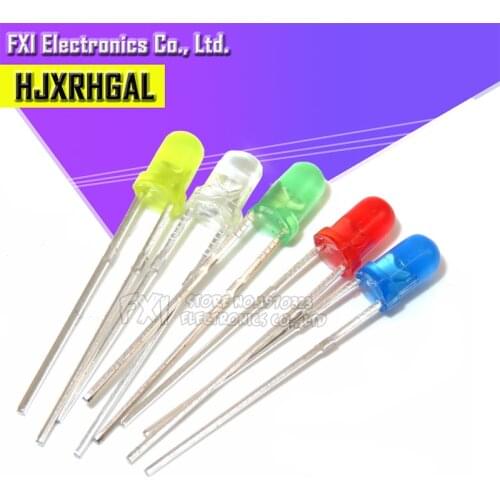 100pcs Red Green Yellow White Orange Blue 3mm led light-emitting new original