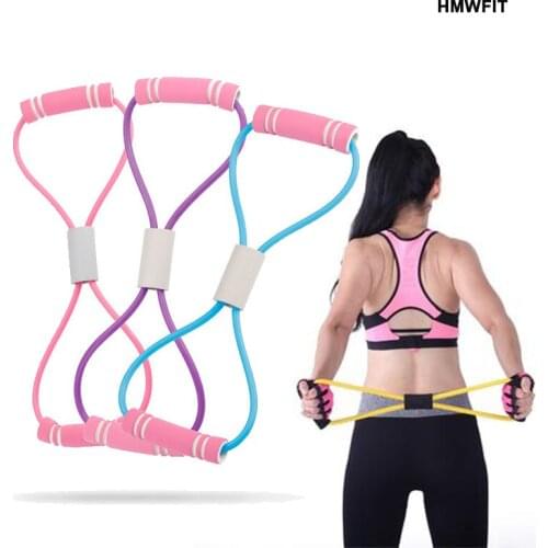 8 Word Fitness Equipment Yoga Training Chest Developer Resistance Bands Back Trainer Shoulder Sports Exercise Gym Workout