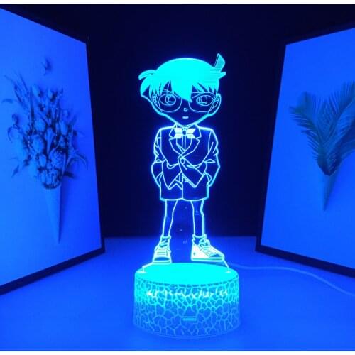 Detective Conan Anime Figure LED Night Light for Child Bedroom Decoration Gift Nightlight Manga Case Closed Kids 3D Night Lamp