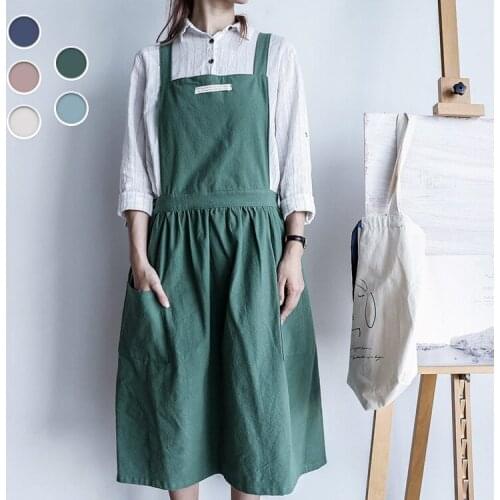 Japanese Apron Can Wipe Hands Nordic Simple Fresh Cotton and Linen Canvas Florist Work Clothes