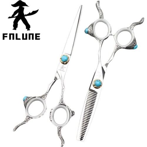 FnLune Tungsten Steel Professional Hair Salon Scissors Cut Barber Accessories Haircut Thinning Shear Hairdressing Tools Scissors
