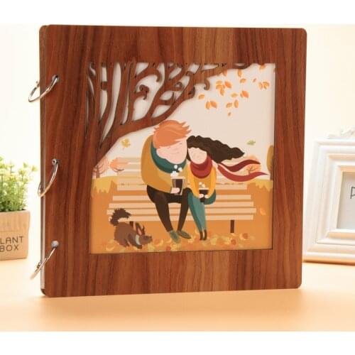 Wooden Cover 16 Inch Handmade Diy Album Hand-Carved Paste Album, Suitable For Family Wedding Baby Memory Photo Collection Gifts