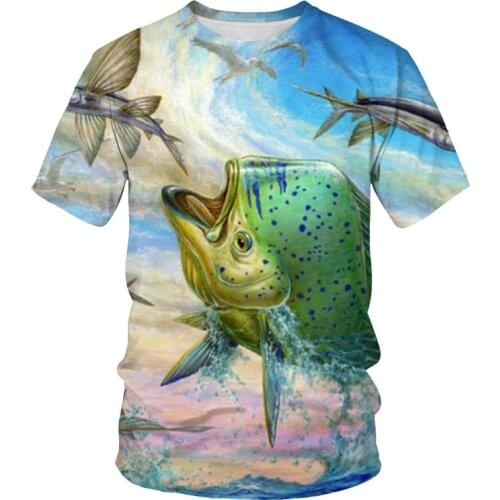 Fishing T-shirt Casual cool animal men women funny T shirt mens hip-hop T-shirts printed O-neck short sleeve Tops&Tee 6XL