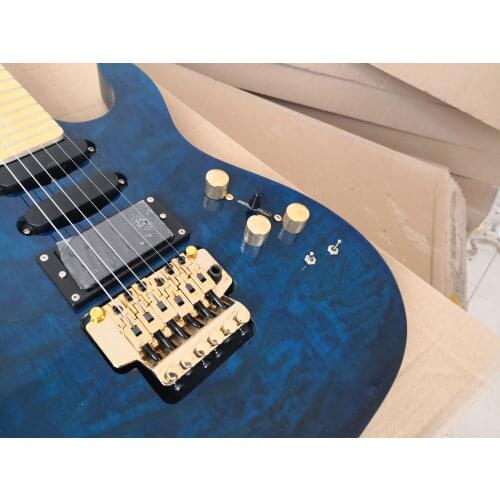 Custom PC guitar,6 string blue guitar, basswood body ,tremolo bridge,SSH pickup,active battery,gold buttons