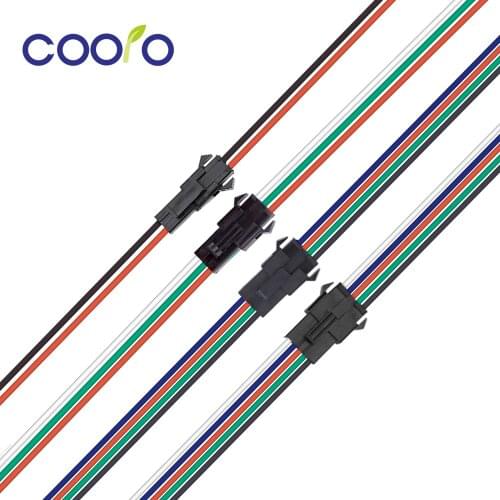 JST SM Connector 2pin / 3pin / 4pin / 5pin Male And Female Quick Connector Wire Set WS2812B/WS2811 LED Strip 5PCs/lot