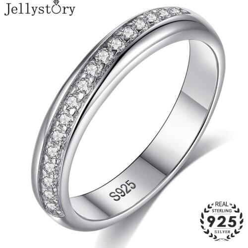 Jellystory OL Fashion 925 Sterling Silver Ring with 3mm Round Shape AAA zircon Rings for Women Wedding Party Jewellery size 5-10
