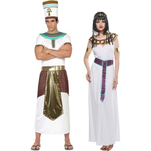 Reneecho Pharaoh Man Costume Cleopatra Women Fancy Dress Nefertiti Egyptian Costume For Couple