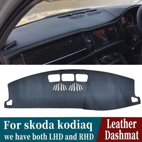 Leather Dashmat Dashboard Cover Pad Dash Mat Carpet Car-Styling accessories For skoda kodiaq 2016 2017 2018 2020 2019