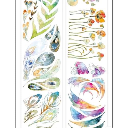 Colorful Feather Bullet Journal Washi Masking Tape for Card Making DIY Scrapbooking Label Stickers