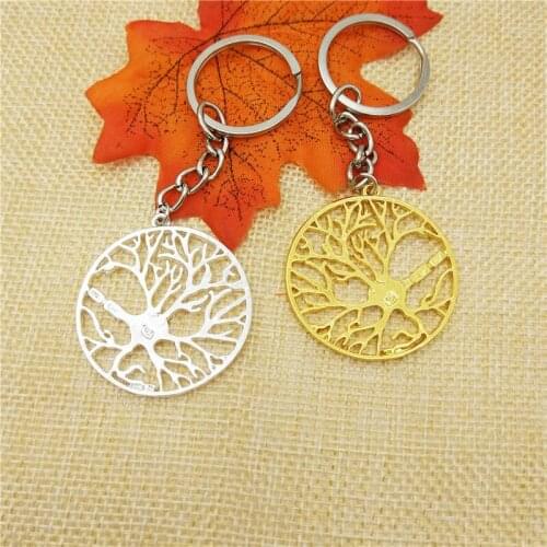 Dropship hot trendy Tree of Life key chain women bag pendant Key ring Science Biology jewelery Christmas gift gold silver color