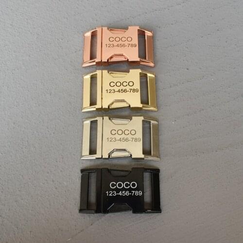 LOGO 10 Pcs 30mm Laser Engraving Webbing Metal Belt Straps Buckle for Bag Backpack Pet Dog Collar Necklace Paracord Garment