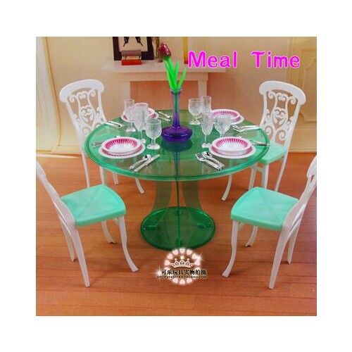 For barbie restaurant Furniture Kitchen Burger Fast Food Restaurant Doll House Girl Birthday Gift DIY Toys Accessories Sets