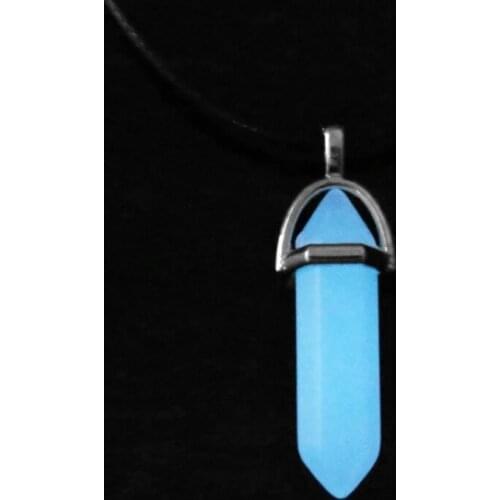 Cute Girls Luminous Crystal Stone Necklace Women Leather Chain Hexagonal Column Necklace Glowing in Dark Jewelry Party Gift